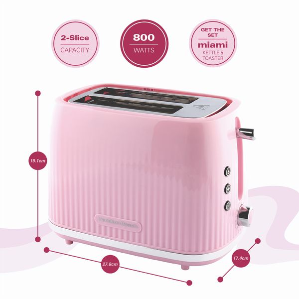 Hamilton Beach Miami Kettle, Toaster and Miami Microwave Set - Pink