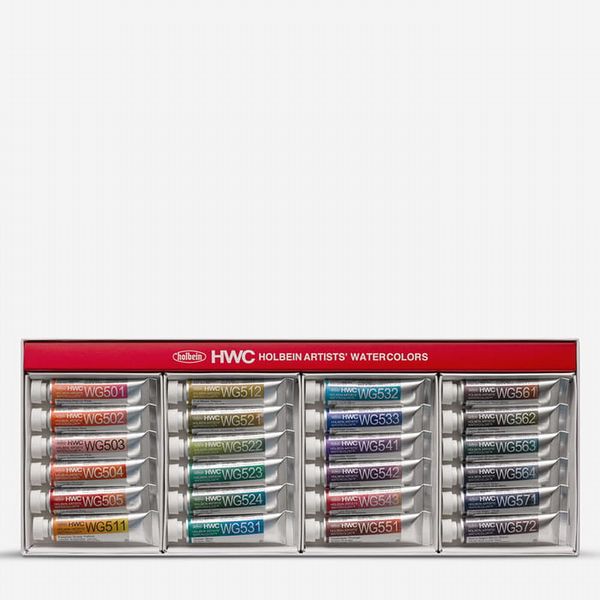 Holbein: Artists' Granulating Watercolour Paint.  5ml. Set of 24