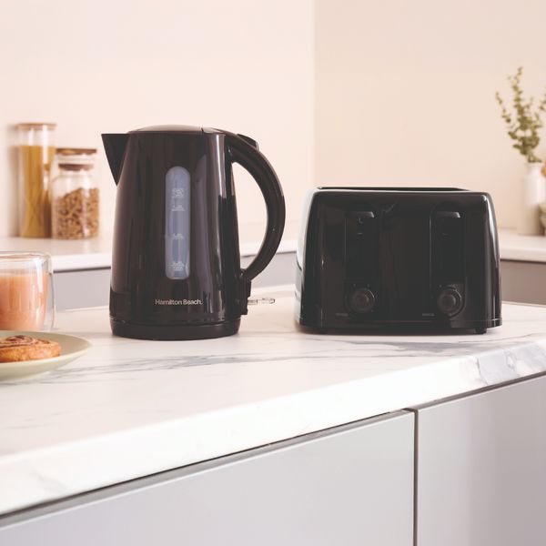 Hamilton Beach Essentials 1.7L Rapid Boil Kettle, 4 Slot Toaster, Deep Full Sandiwch Toaster