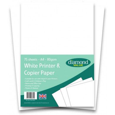 Diamond Value A4 White Printer & Copier Paper 75 sheets 80gsm
