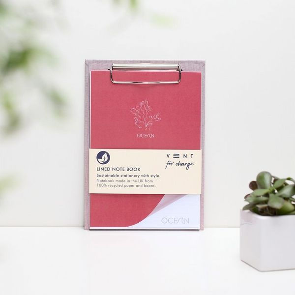 A5 Clipboard & Pad � Recycled Ocean Plastics � Coral Pink