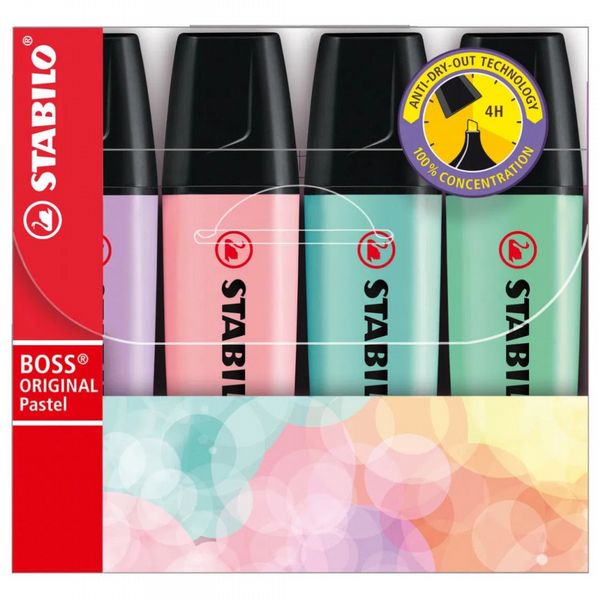 Stabilo Boss Pastel Highlighters 4 Assorted Colours