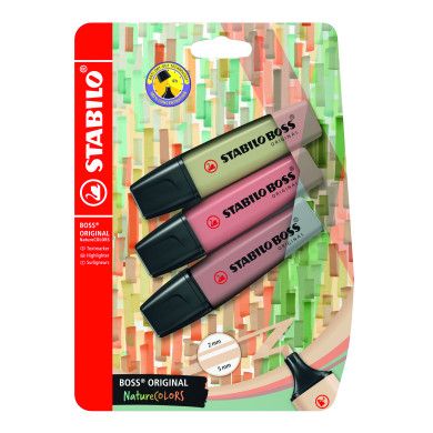 Stabilo Boss Highlighter Nature Colours 3's Mud Green, Sienna, Umber