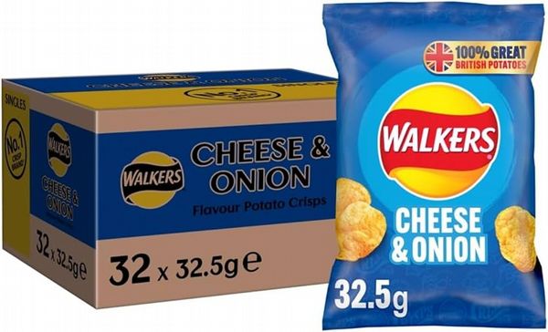 Walkers Cheese and Onion Crisps 32.5g (32 pack)
