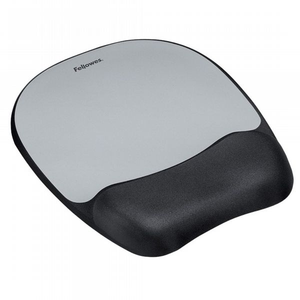 Fellowes Memory Foam Mouse Pad with Wrist Support Black/Silver 9175801