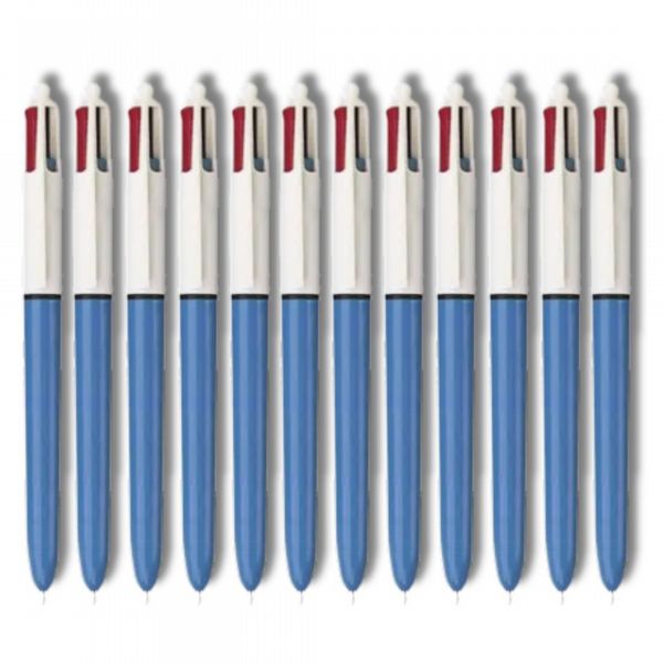 Bic 4-Colour Retractable Ballpoint Pen Blue/Black/Red/Green 801867 - Pack of 12